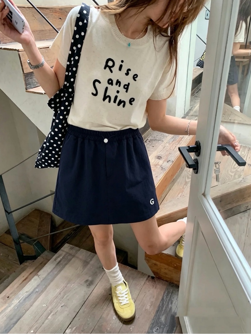 Korean Casual Navy A-Line Skirt